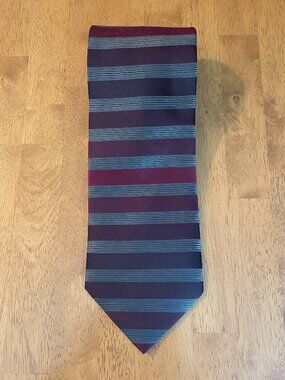 Matrix by Format burgundy and silver striped tie